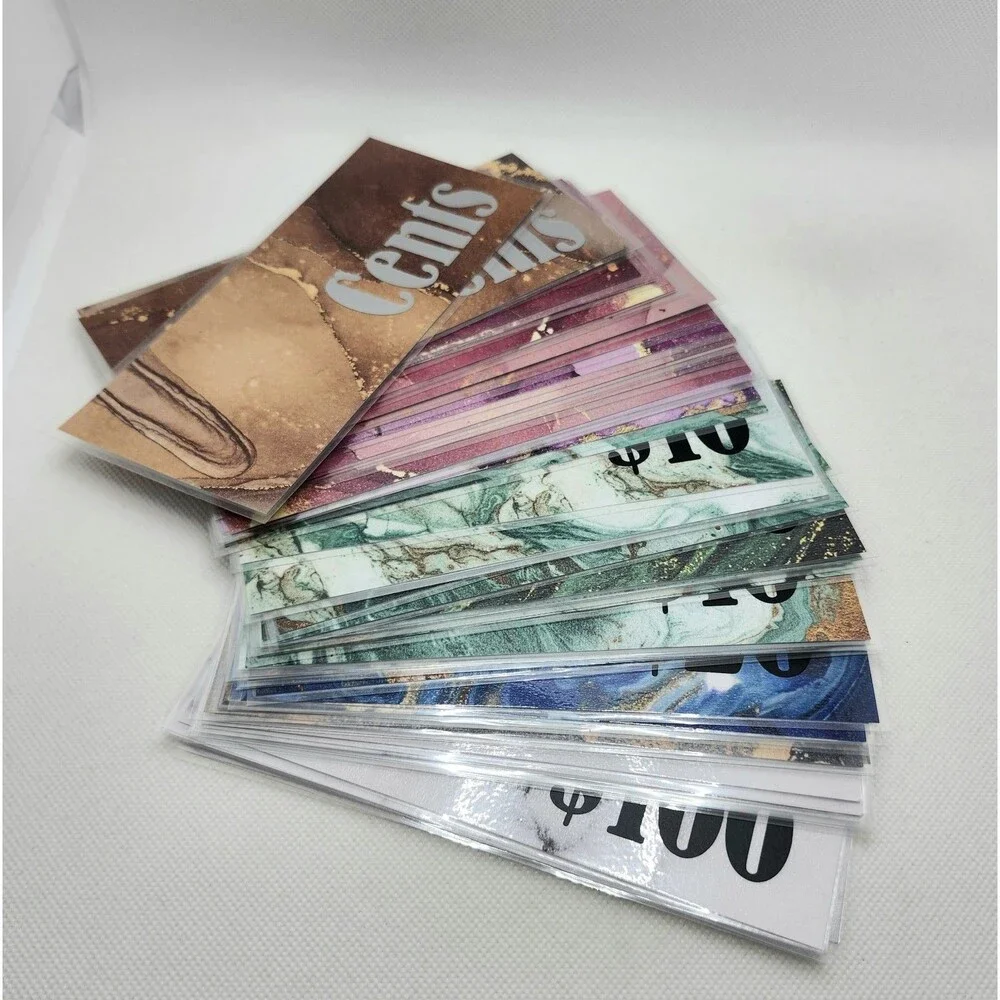 Budget Cash Envelope Placeholders Fit A5 Envelopes Marbled Colors $1-$100